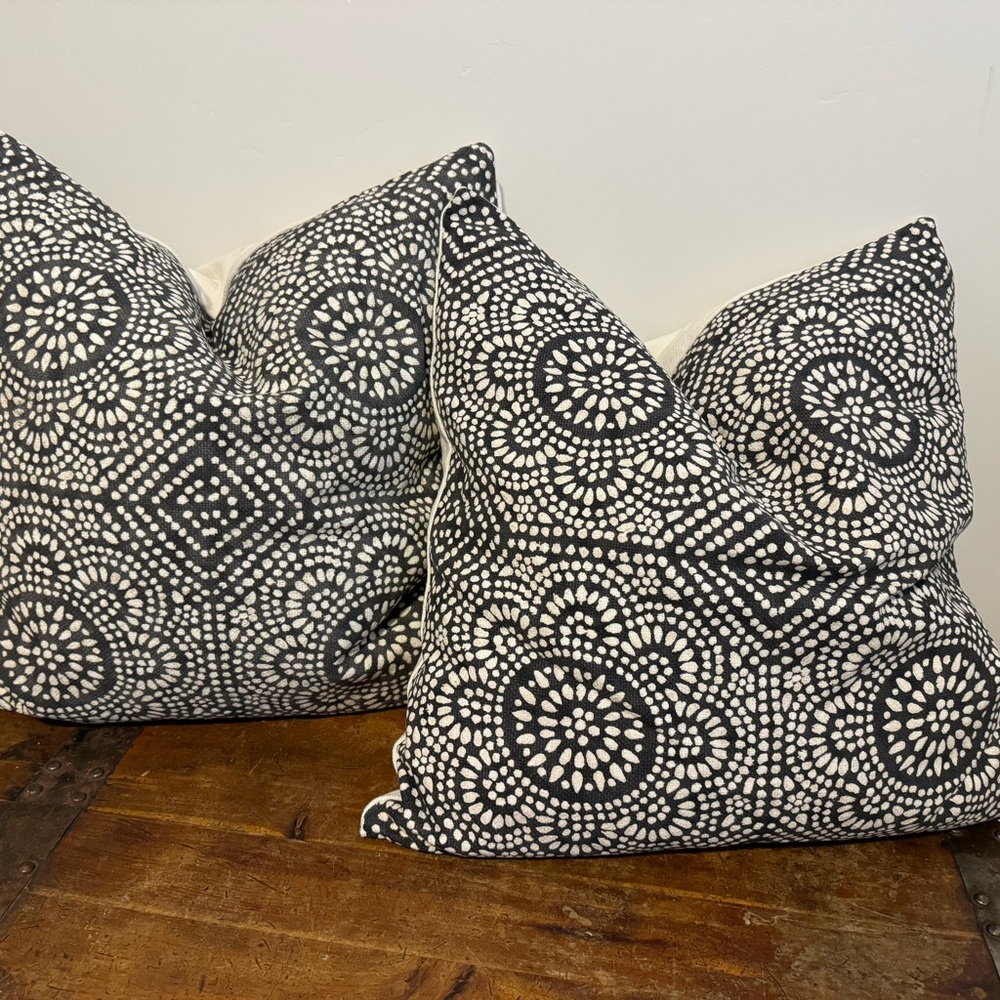 Brand New Pottery Barn Slate Print Dot Pillow Covers-Set of 2. Covers only